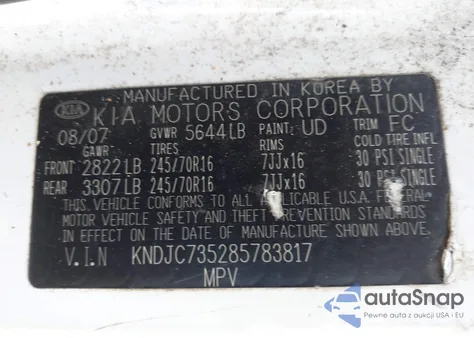 2008 Kia Sorento Lx из США, поврежденный, VIN KNDJC735285783817